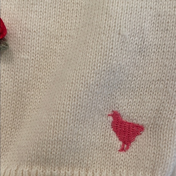 Pink Chicken Toddler Girl’s Cream Cardigan with Red Rosettes - Picture 6 of 7